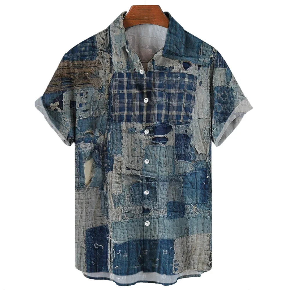 Fredrik | Koszula w Geometryczny Patchwork